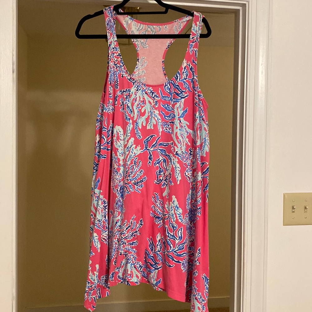 Lilly Pulitzer Coral pattern Tank dress - Size L - EUC